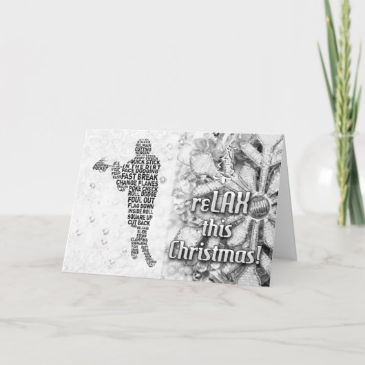 Lacrosse Player-Schrift reLAX Weihnachtskarte Feiertagskarte (Vorderseite)