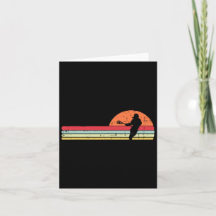 Lacrosse Player Silhouette Sunset Retro Lax Men Wo Karte