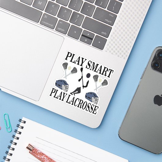 Lacrosse Player Sports Aufkleber (Laptop mit iPhone)