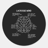 Lacrosse Player Think Redewendungen Brain Funny Ch Runder Aufkleber (Vorderseite)