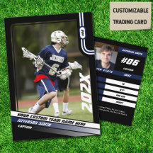 Lacrosse Player Trading Card in Black Blue