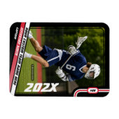 Lacrosse Player Trading Card in Schwarz Rot Magnet (Horizontal)