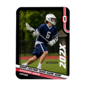 Lacrosse Player Trading Card in Schwarz Rot Magnet (Vertikal)