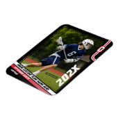 Lacrosse Player Trading Card in Schwarz Rot Magnet (Linke Seite)