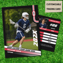 Lacrosse Player Trading Card in Schwarz Rot