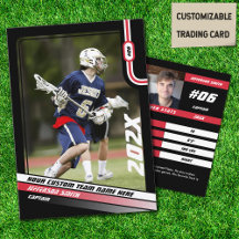 Lacrosse Player Trading Card in Schwarz Rot