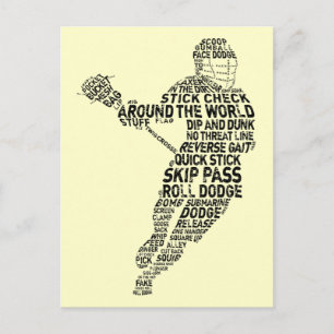 Lacrosse Player Typografie Postkarte