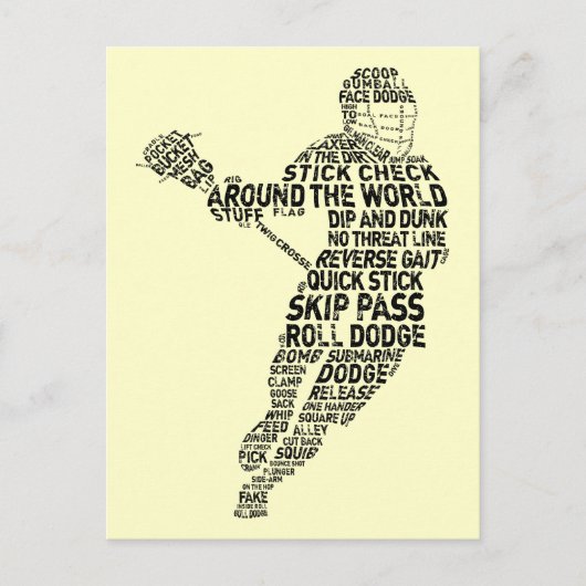 Lacrosse Player Typografie Postkarte (Vorderseite)