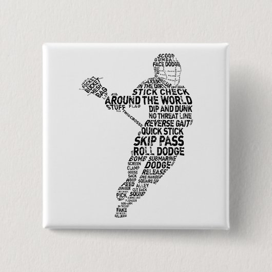 Lacrosse Player Typografy Button (Vorderseite)