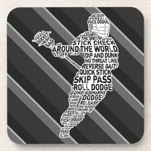 Lacrosse Player Typografy Drinks Mat Untersetzer (Vorderseite)