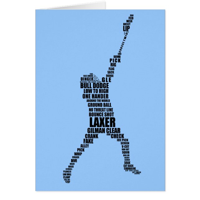 Lacrosse Player Typografy Grußkarte (Vorne)