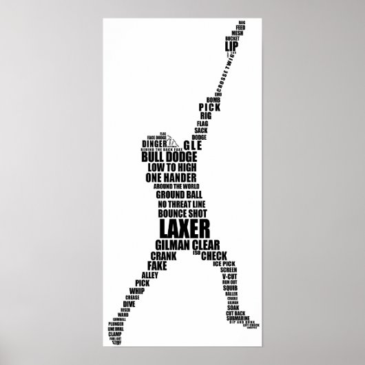 Lacrosse Player Typografy Poster (Vorne)