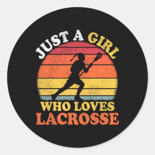 Lacrosse Player Vintag nur ein Mädchen, das Lacr L Runder Aufkleber
