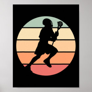 Lacrosse Player Vintag Retro Sunset Lacrosse Poster
