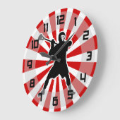 Lacrosse Player Wanduhr - rot-weiß schwarz (Winkel)