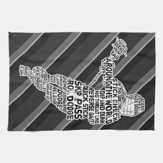 Lacrosse Player Word Art Design Küchentuch (Horizontal)