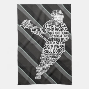 Lacrosse Player Word Art Design Küchentuch