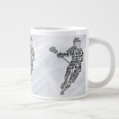 Lacrosse Player Word Art, lax Jumbo-Tasse (Rechts)