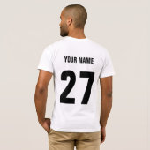 Lacrosse Player Wortart Name und Nummer T-Shirt (Schwarz voll)