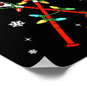 Lacrosse Player Xmas Lights Weihnachtsmannmütze La Poster (Ecke)