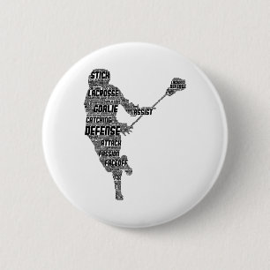 Lacrosse Player Youth Kids Men Boys Button