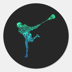 Lacrosse Player Youth Men Kids Boys Runder Aufkleber