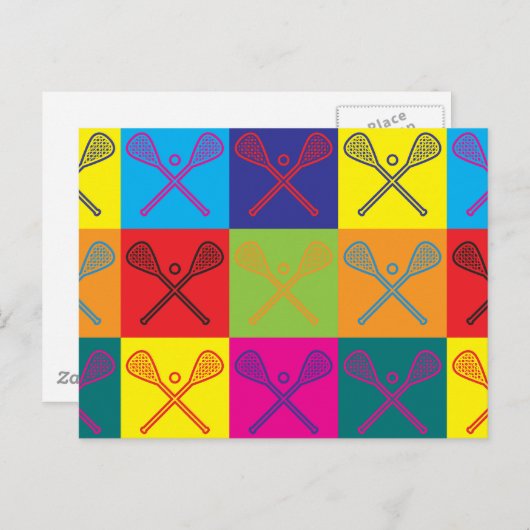 Lacrosse Pop Art Postkarte (Vorne/Hinten)