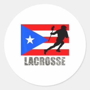 Lacrosse Puerto Rico Flag Vintages Retro Boricu Runder Aufkleber
