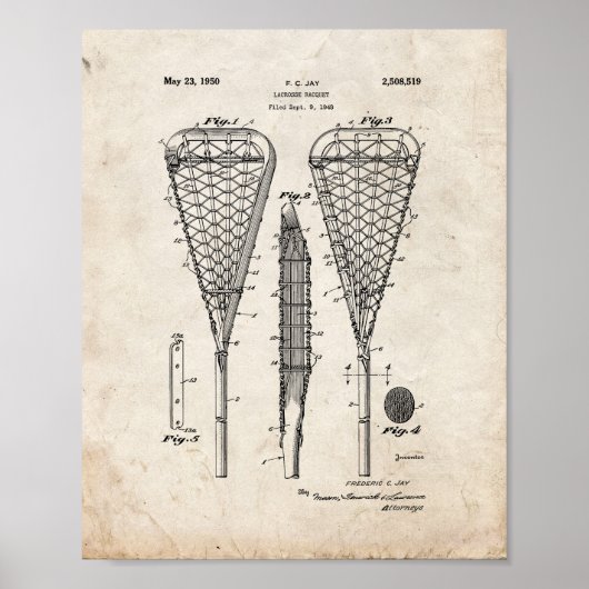 Lacrosse Racquet Patent - Altes Aussehen Poster (Vorne)