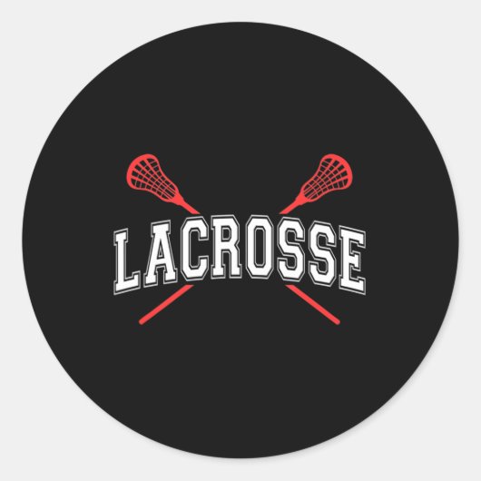 Lacrosse Red Crossed Sticks für Jugendliche oder E Runder Aufkleber (Vorderseite)