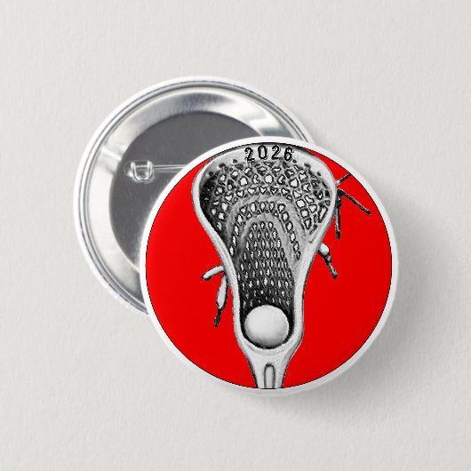 Lacrosse Red Team Gifts Button (Vorne & Hinten)