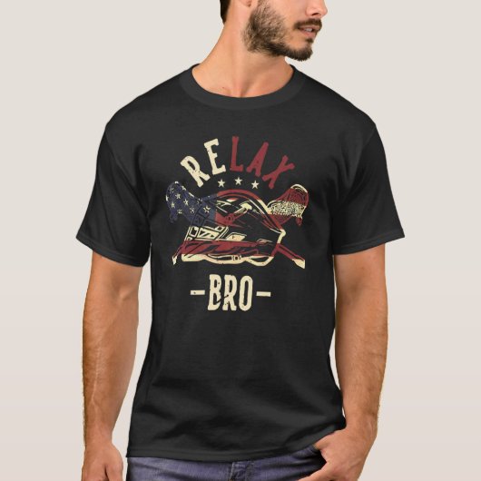 Lacrosse Relax Bro US Flag Lacrosse Sticks and Hel T-Shirt (Vorderseite)