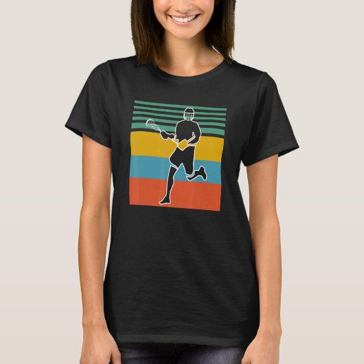 Lacrosse Retro Sunset Lacrosse Player T-Shirt (Vorderseite)