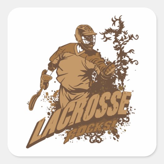 Lacrosse Rocks! Quadratischer Aufkleber (Vorderseite)