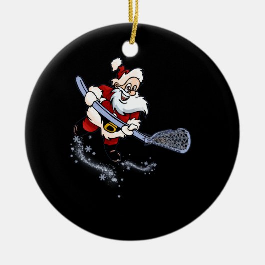 Lacrosse Santa Christmas Cool Lax Sport Ugly X-Mas Keramik Ornament (Vorne)