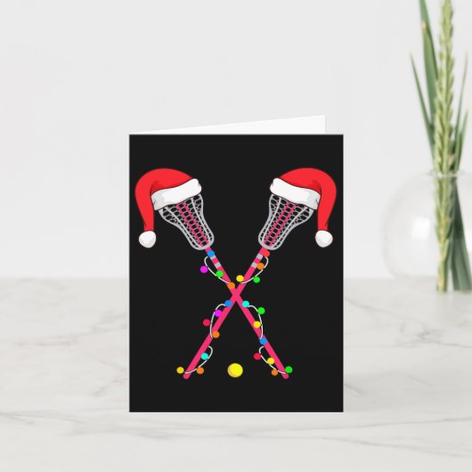 Lacrosse Santa Hat Christmas Karte (Vorderseite)