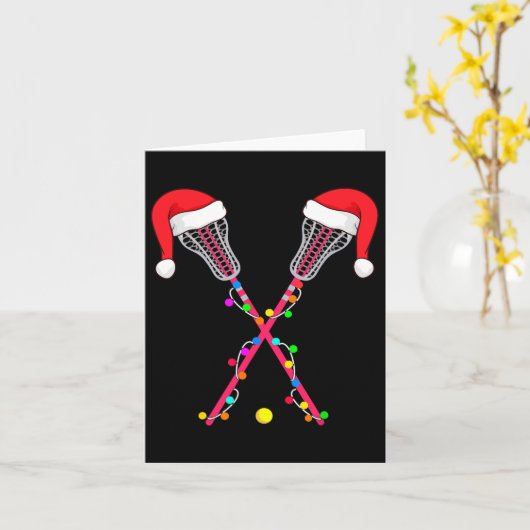 Lacrosse Santa Hat Christmas Karte (Gelbe Blume)