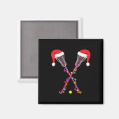 Lacrosse Santa Hat Christmas Magnet (Vorderseite/Rückseite)
