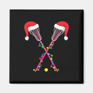 Lacrosse Santa Hat Christmas Magnet