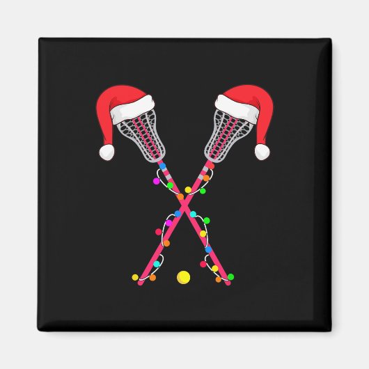 Lacrosse Santa Hat Christmas Magnet (Vorne)