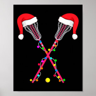 Lacrosse Santa Hat Christmas Poster