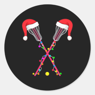 Lacrosse Santa Hat Christmas Runder Aufkleber