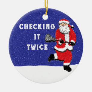 Lacrosse Santa Sammlerstück Keramik Ornament