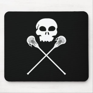 Lacrosse-Schädel gekreuzte Stöcke Mousepad