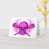 Lacrosse-Schädel - lila Karte (Gelbe Blume)