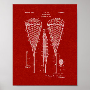 Lacrosse-Schläger-Patent - Burgunder-Rot Poster