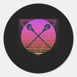 Lacrosse-Schläger Retro Vaporwave Vintage 70er 80e Runder Aufkleber