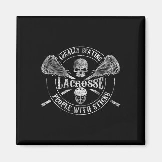 Lacrosse schlägt Leute mit Stöcken lustig Magnet