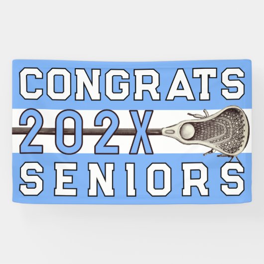 Lacrosse Senior Night Light Blue Banner (Horizontal)