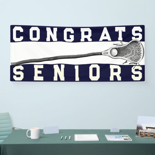 Lacrosse Senior Night Navy Blue Banner (Messe)
